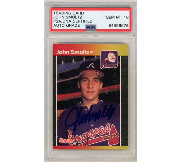 John Smoltz Signed Atlanta Braves 1989 Donruss Gem Mint 10 Encapsulated Card