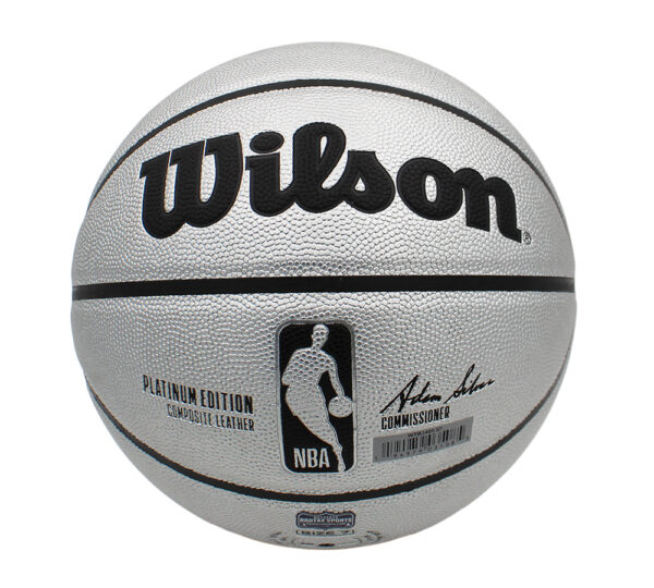 Julius Erving Signed Philadelphia 76ers Wilson Platinum NBA Basketball - Image 2