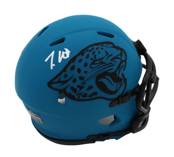 Travis Hunter Signed Jacksonville Jaguars Speed Rave NFL Mini Helmet
