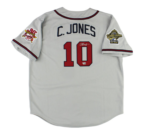 Chipper Jones Signed Atlanta Braves Mitchell & Ness Authentic Throwback Grey Jersey