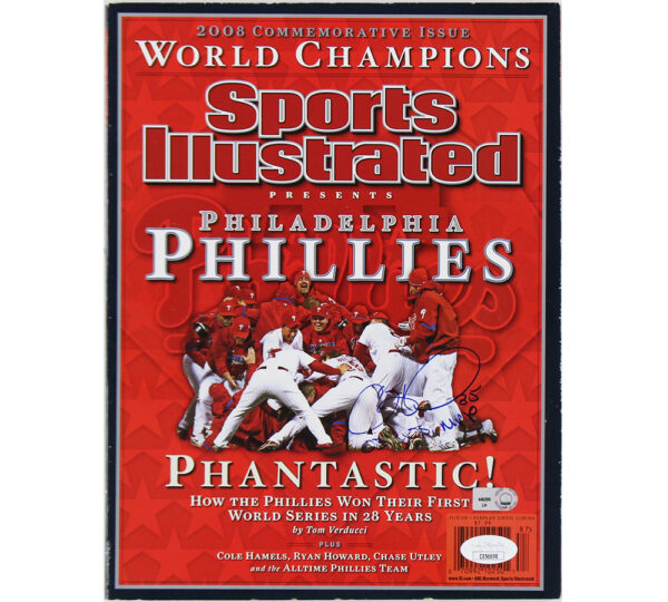 Cole Hamels Signed Philadelphia Phillies World Champions Edition Sports Illustrated Magazine with "08 WS MVP" Inscription