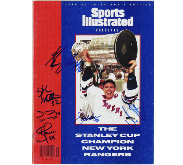 Glenn Anderson, Steve Larmer Signed New York Rangers Stanley Cup Edition Sports Illustrated Magazine with 4 Additional Signatures