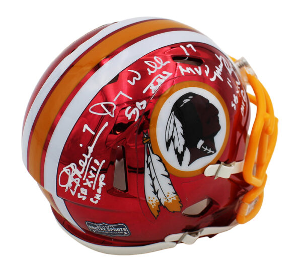 Mark Rypien, Joe Theismann, and Doug Williams signed Washington Commanders Riddell Speed Chrome NFL Mini Helmet with 3 Inscriptions - Image 3