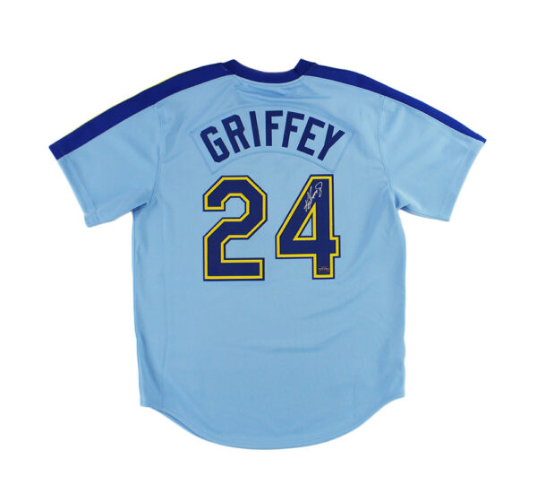 Ken Griffey Jr. Signed Seattle Mariners M&N Large Authentic Throwback Light Blue MLB Jersey
