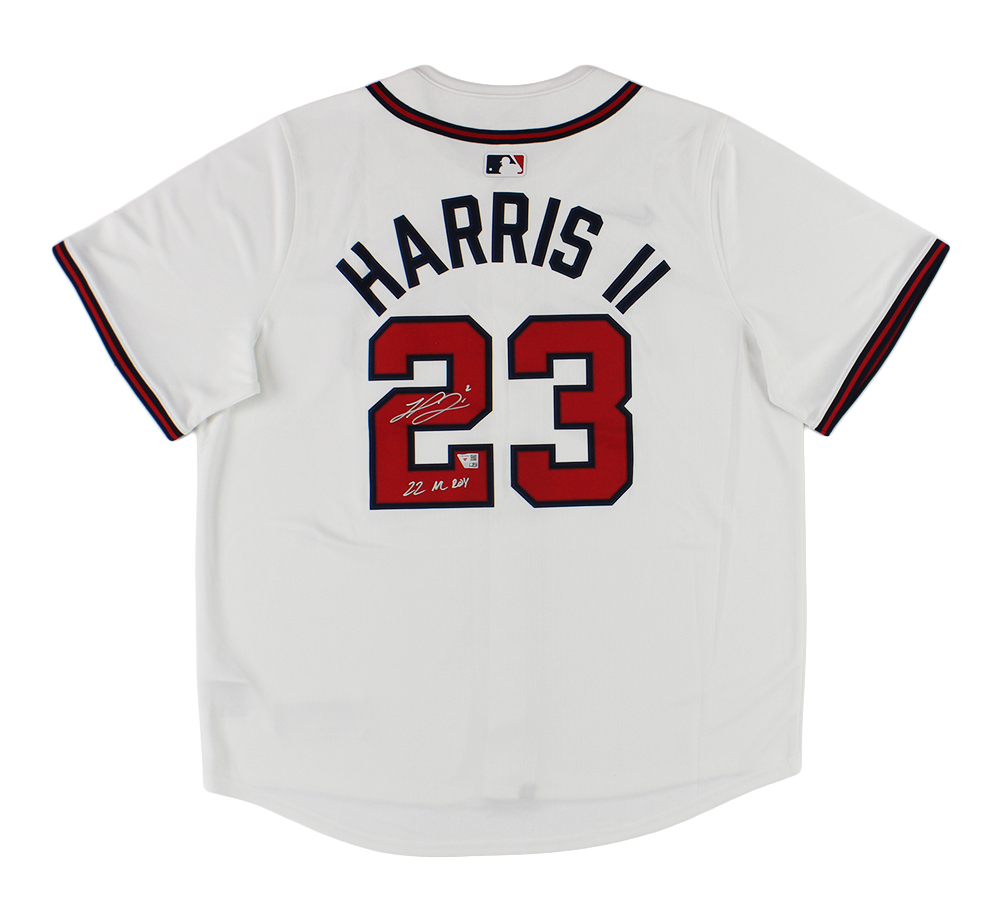 Michael Harris Signed Atlanta Braves Nike White MLB Jersey with "2022 NL Roy" Inscription