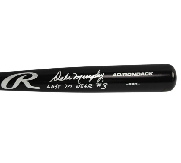 Dale Murphy Signed Atlanta Braves Adirondack Big Stick Black MLB Bat With "Last to Wear #3" Inscription - Image 2