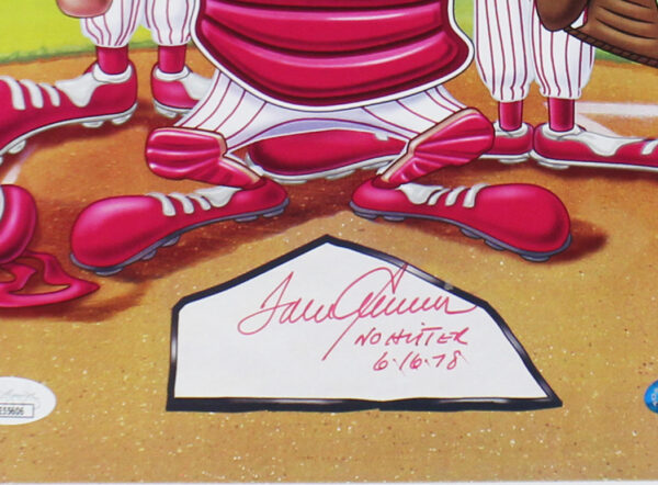 Tom Seaver Signed Cincinnati Reds Unframed 12x17 Looney Tunes MLB Photo with "No Hitter 6/16/78" Inscription - Image 2