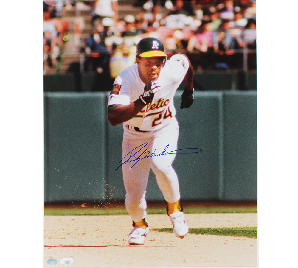 Rickey Henderson Signed Oakland Athletics Unframed 16x20 Running MLB Photo
