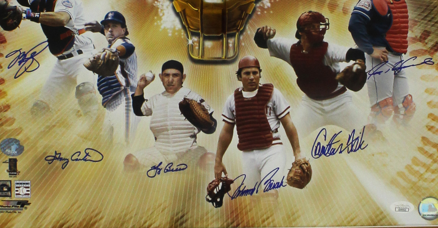6 of Baseballs Greatest Catchers Signed Framed 20x24 MLB Photo Including Mike Piazza, Yogi Berra, Johnny Bench - Image 2