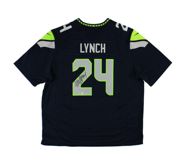 Marshawn Lynch Signed Seattle Seahawks Nike Custom Navy Blue Jersey