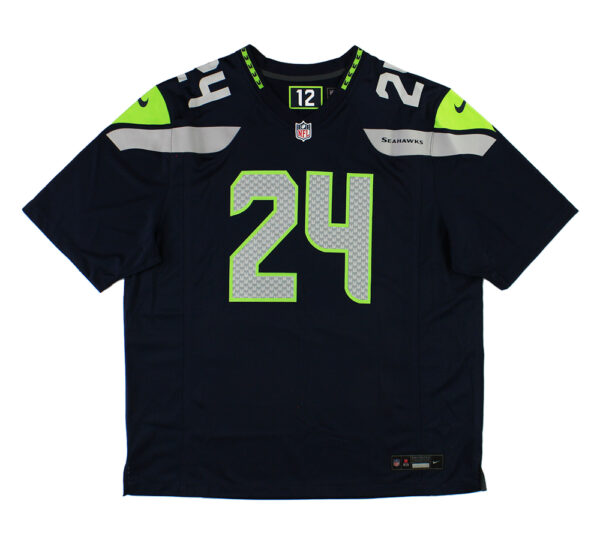 Marshawn Lynch Signed Seattle Seahawks Nike Custom Navy Blue Jersey - Image 3