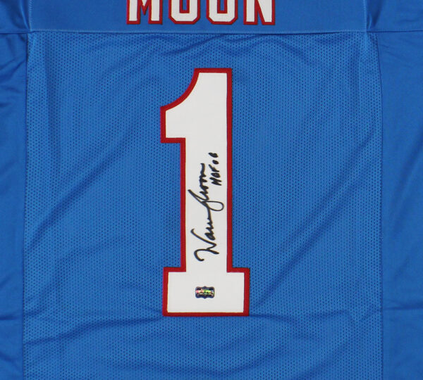 Warren Moon Signed Houston Custom Powder Blue Jersey with "HOF 06" Inscription - Image 2