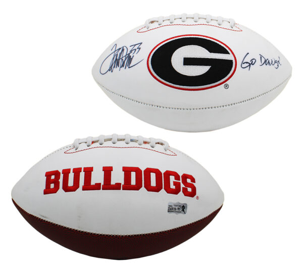 Terrell Davis Signed Georgia Bulldogs Embroidered Logo NCAA Football with "Go Dawgs" Inscription