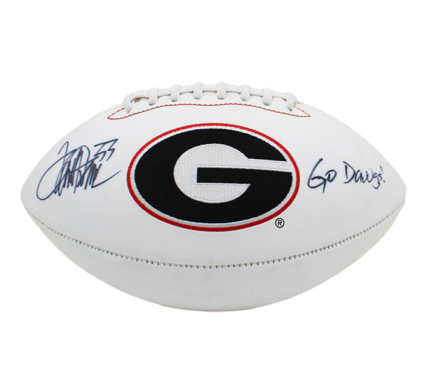 Terrell Davis Signed Georgia Bulldogs Embroidered Logo NCAA Football with "Go Dawgs" Inscription - Image 2