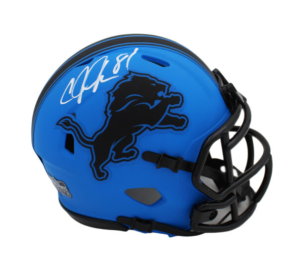 Calvin Johnson Signed Detroit Lions Speed Rave NFL Mini Helmet - Image 2
