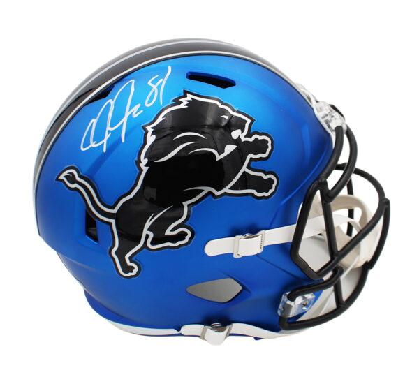 Calvin Johnson Signed Detroit Lions Speed Authentic Alternate 2024 Dark Blue NFL Helmet
