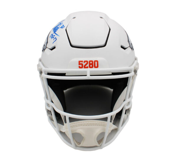 Terrell Davis Signed Denver Broncos Speed Flex Authentic Alternate 2024 White NFL Helmet with "HOF 17" Inscription - Image 3
