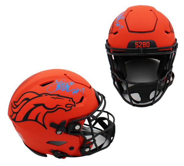 Terrell Davis Signed Denver Broncos Speed Flex Authentic Rave NFL Helmet with "HOF 17" Inscription