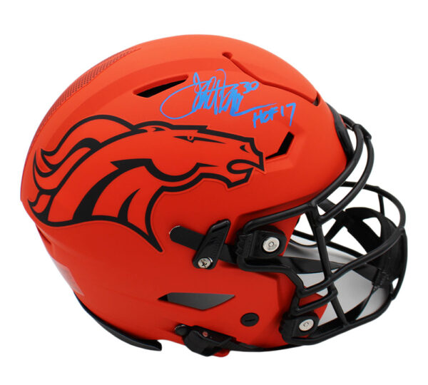 Terrell Davis Signed Denver Broncos Speed Flex Authentic Rave NFL Helmet with "HOF 17" Inscription - Image 2