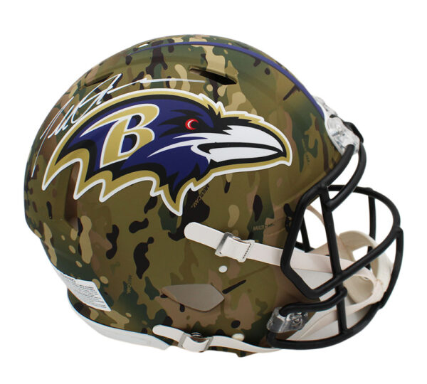 Terrell Suggs Signed Baltimore Ravens Speed Authentic Camo NFL Helmet - Image 2