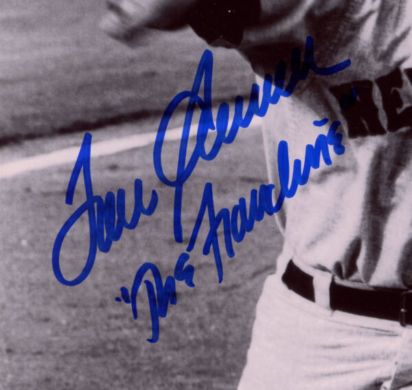 Tom Seaver Signed New York Mets Unframed 8x10 Black & White MLB Throwing Photo - Blue Ink with "The Franchise" Inscription - Image 2