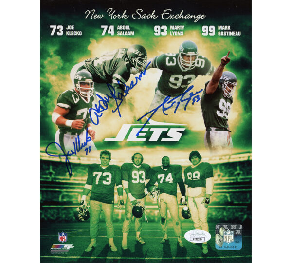 Joe Klecko, Marty Lyons and Abdul Salaam Signed New York Jets Unframed 8x10 Sack Exchange Collage NFL Photo