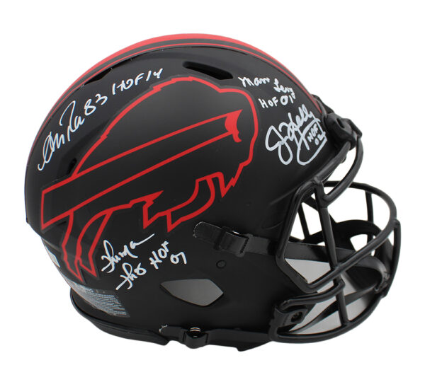 Andre Reed, Thurman Thomas Marv Levy & Jim Kelly Signed Buffalo Bills Speed Authentic Eclipse NFL Helmet