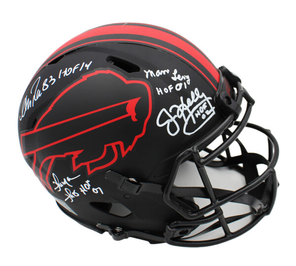 Andre Reed, Thurman Thomas Marv Levy & Jim Kelly Signed Buffalo Bills Speed Authentic Eclipse NFL Helmet - Image 3