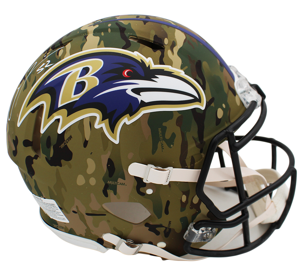 Ray Lewis Signed Baltimore Ravens Speed Authentic Camo NFL Helmet - Image 2