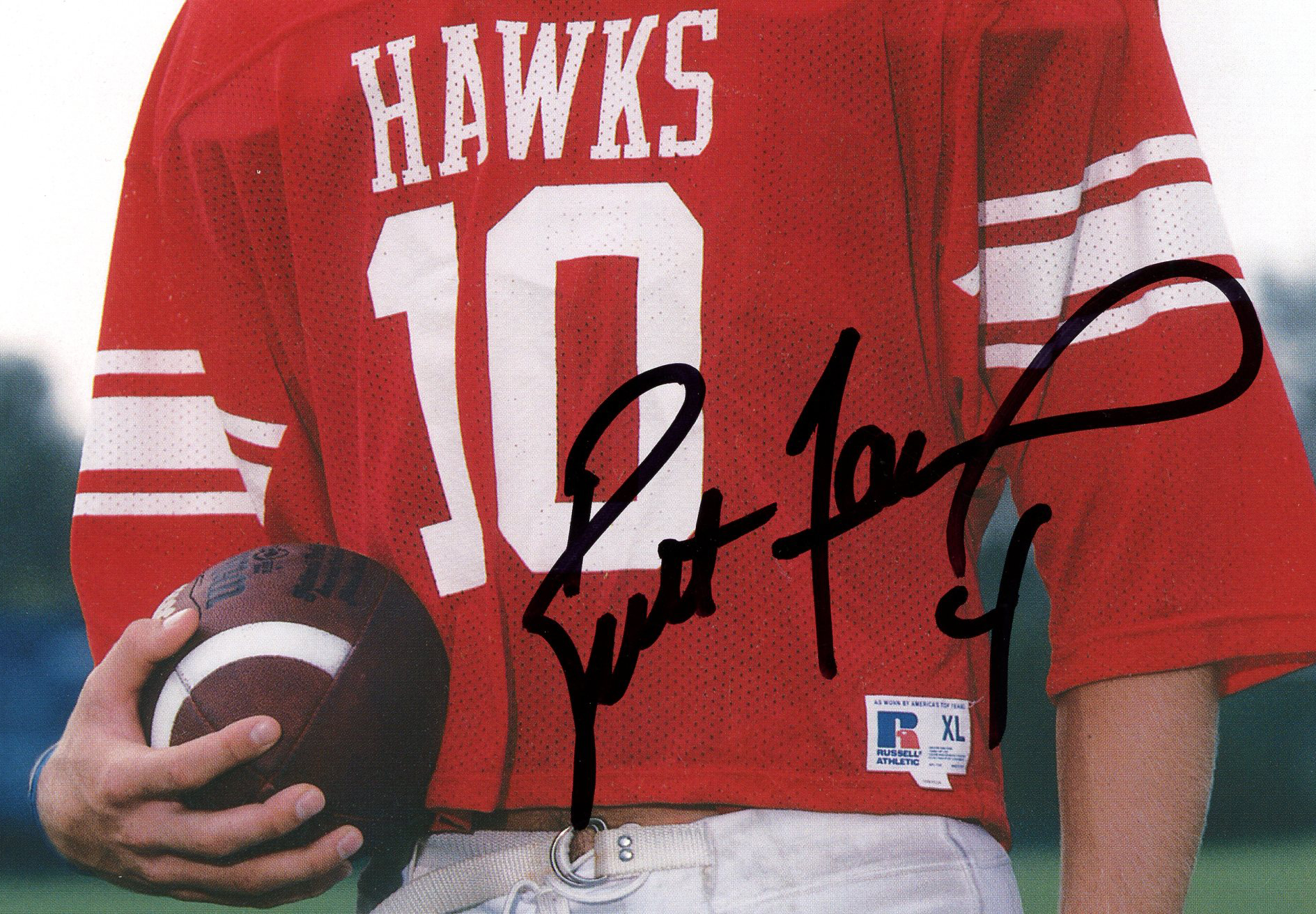 Brett Favre Signed Hancock High Hawks Unframed 8x10 Photo - Black Ink - Image 2