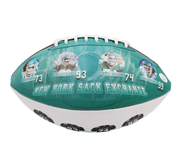 Mark Gastieau, Abdul Salaam, Marty Lyon, Joe Klecko Signed New York Jets Sack Exchange NFL Football - Image 2