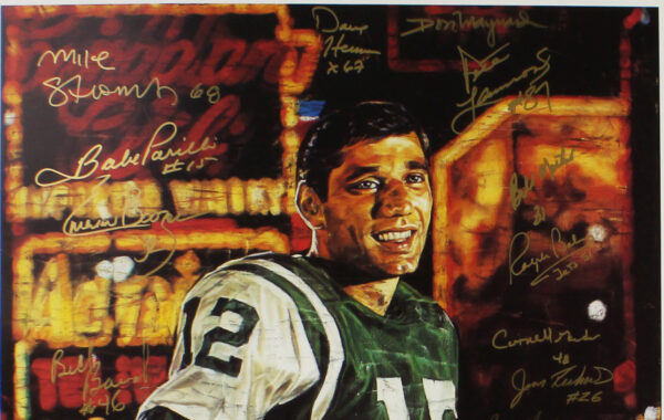 1969 New York Jets Alumni Signed Unframed Joe Namath Artist Proof Poster with 25 Signatures including Joe Namath & Don Maynard - Image 2