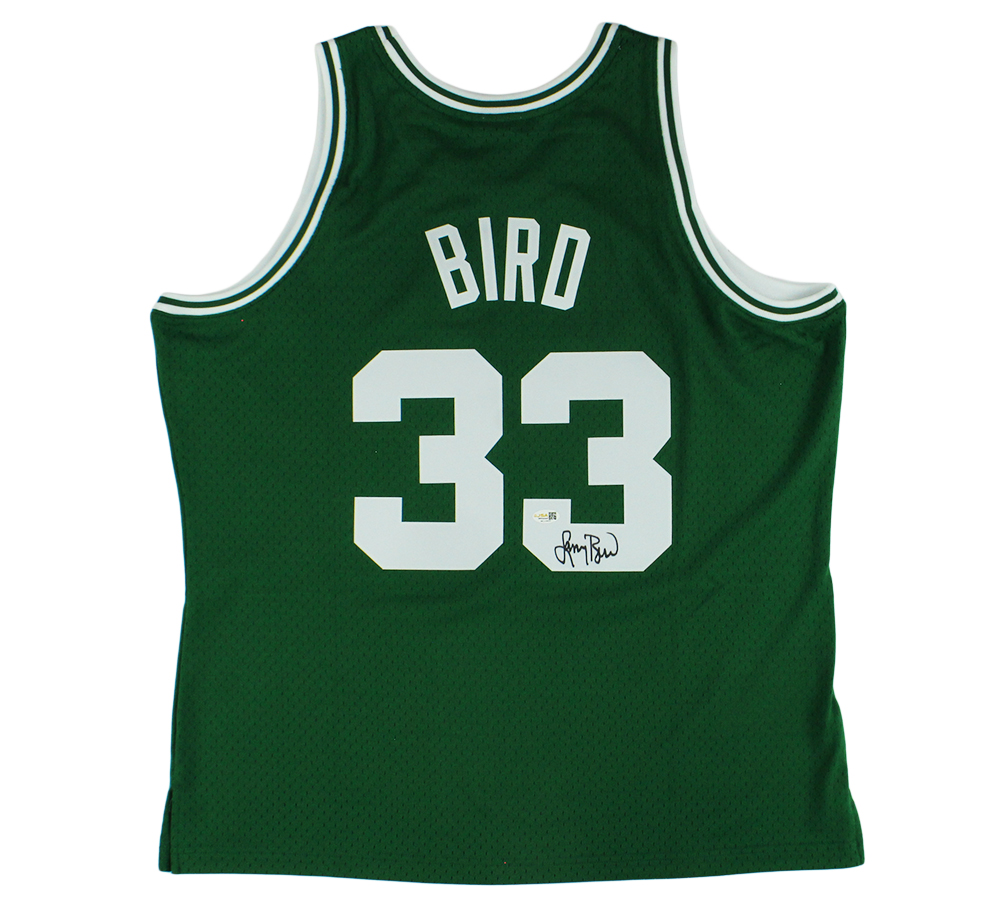 Larry Bird Signed Boston Celtics Mitchell and Ness Green Jersey - Image 2
