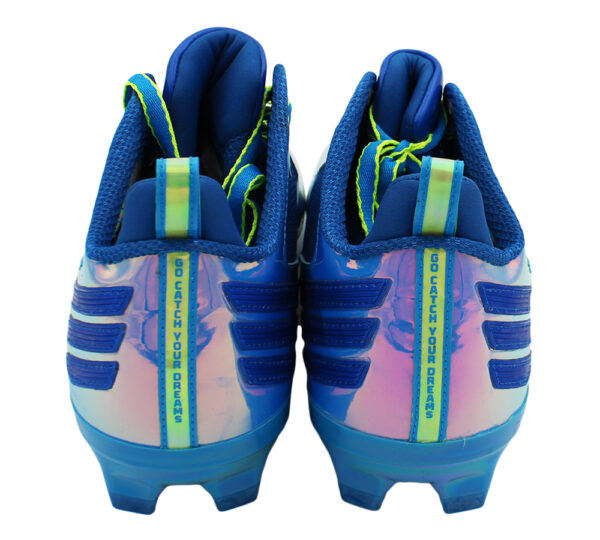 Size 11 Blue and Green Metallic Adidas Cleats - Image 3