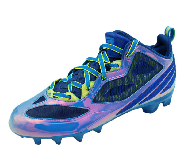 Size 11 Blue and Green Metallic Adidas Cleats - Image 7