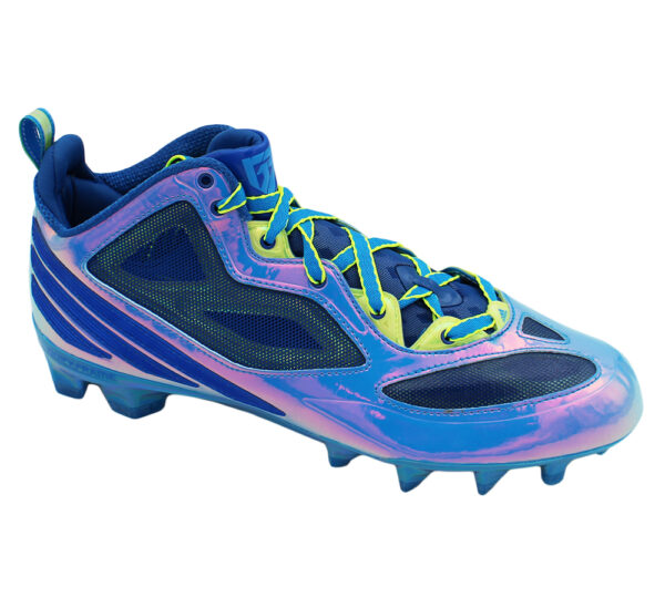 Size 11 Blue and Green Metallic Adidas Cleats - Image 6