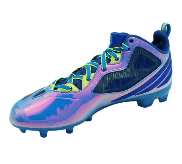 Size 11 Blue and Green Metallic Adidas Cleats - Image 4