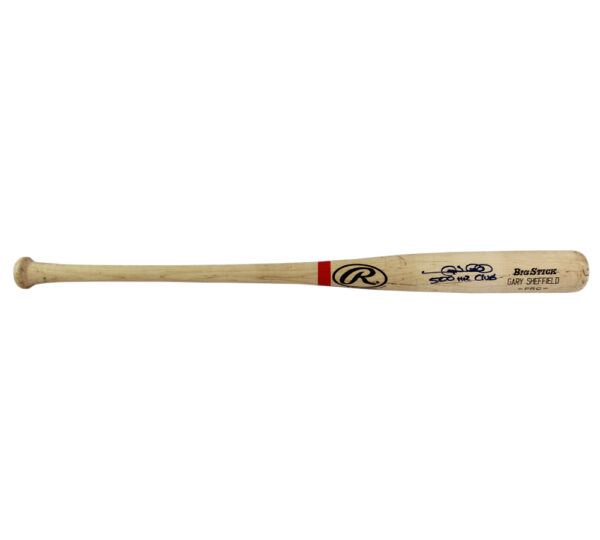 Gary Sheffield Signed New York Yankees Rawlings Big Stick Blonde MLB Bat with "500 HR Club" Inscription - Image 2