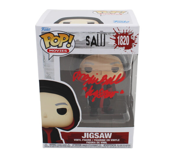 Tobin Bell Signed Saw Movie Jigsaw #1820 Funko Pop! with "Jigsaw" Inscription