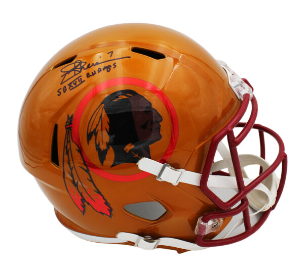 Joe Theismann Signed Washington Redskins Speed Full Size Flash Custom Decal NFL Helmet with "SB XVII Champs" Inscription - Image 2