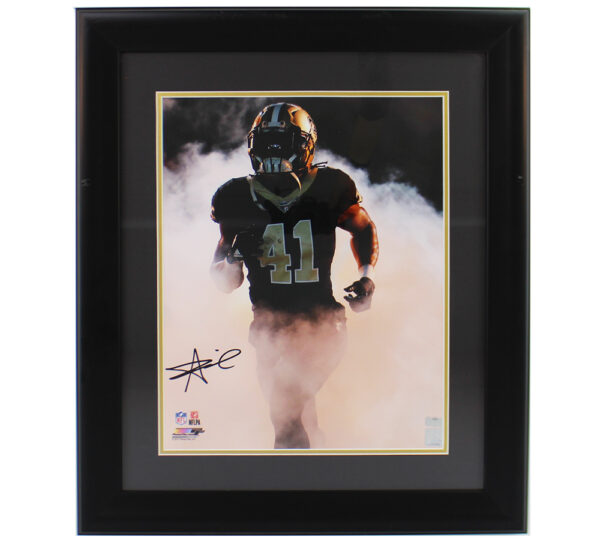 Alvin Kamara Signed New Orleans Saints Framed 16x20 NFL Running Through Smoke Photo