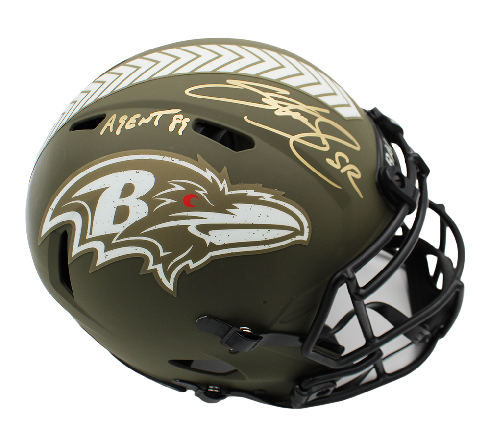 Steve Smith Sr. Signed Baltimore Ravens Speed Authentic Salute to Service NFL Helmet With "Agent 89" Inscription