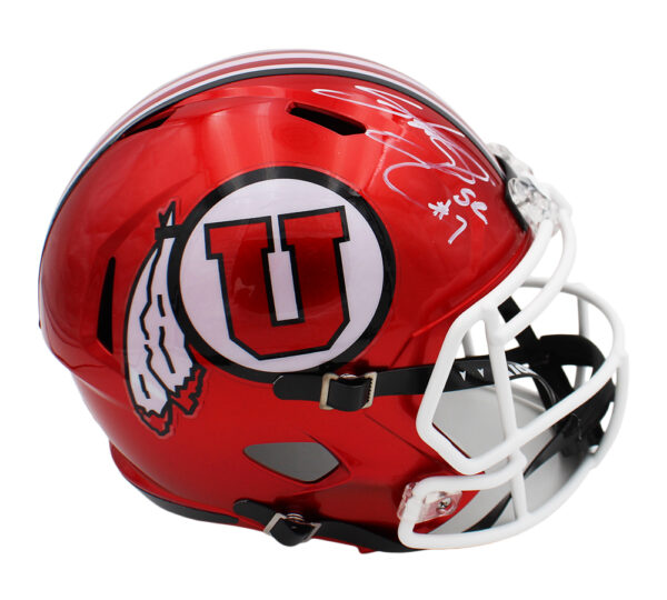 Steve Smith Sr. Signed Utah Utes Speed Full Size Radiant Red NCAA Helmet - Image 2