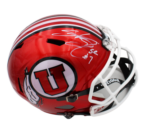 Steve Smith Sr. Signed Utah Utes Speed Full Size Radiant Red NCAA Helmet