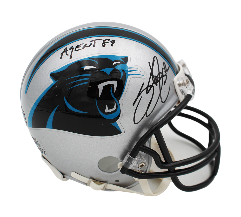 Steve Smith Sr. Signed Carolina Panthers VSR4 NFL Mini Helmet With "Agent 89" Inscription - Image 2