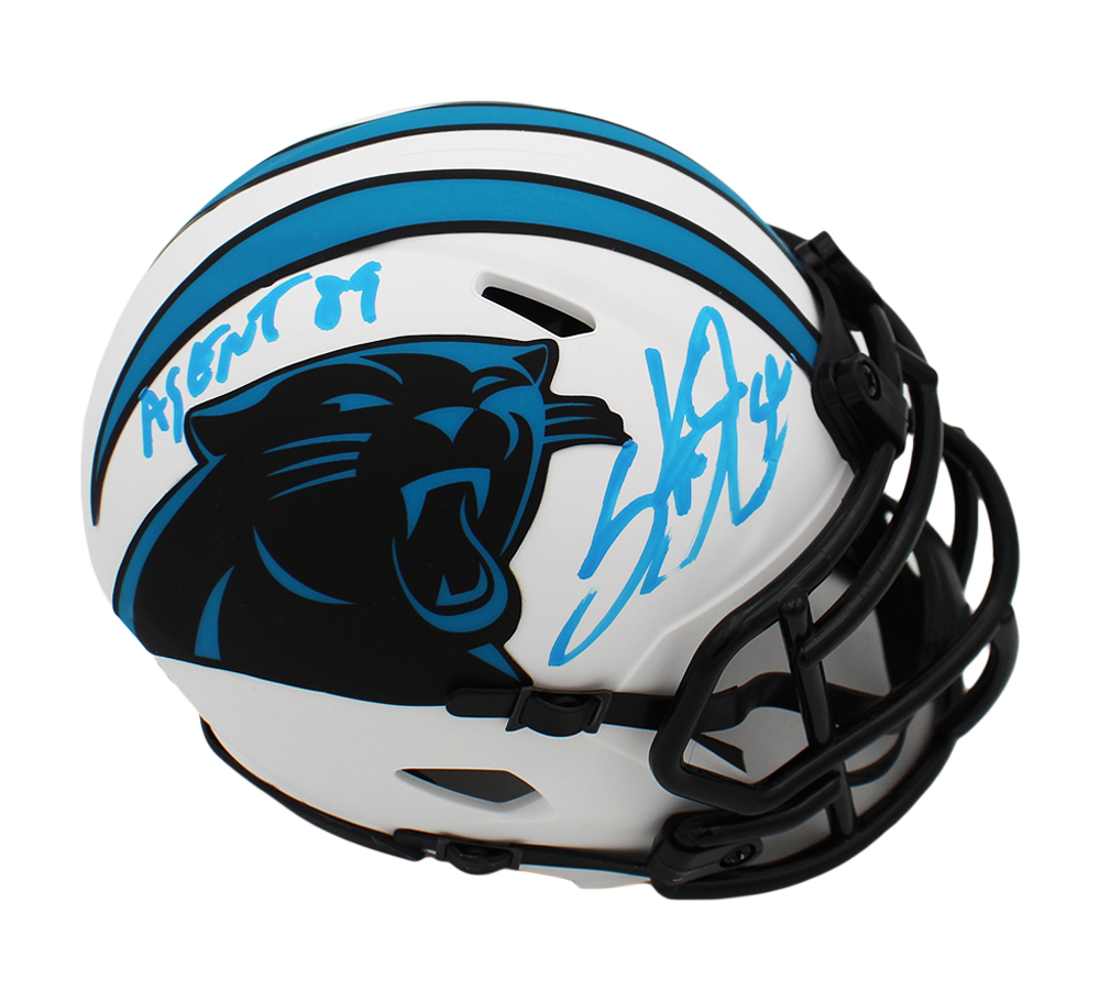 Steve Smith Sr. Signed Carolina Panthers Speed Lunar NFL Mini Helmet With "Agent 89" Inscription