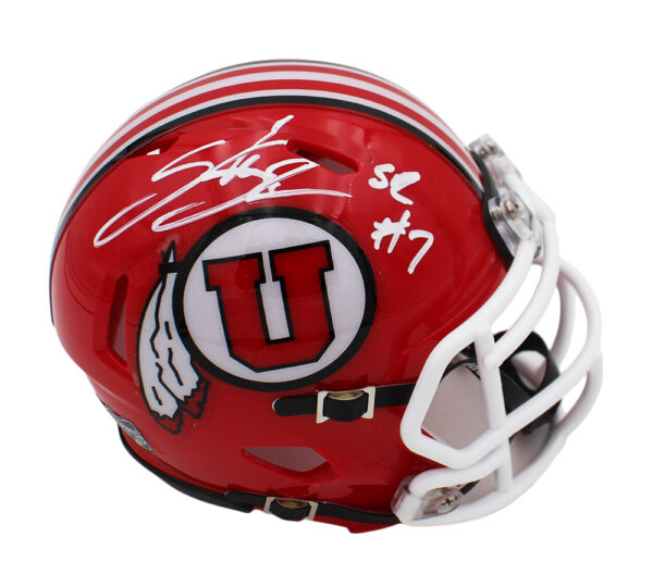 Steve Smith Sr. Signed Utah Utes Speed Radiant Red NCAA Mini Helmet