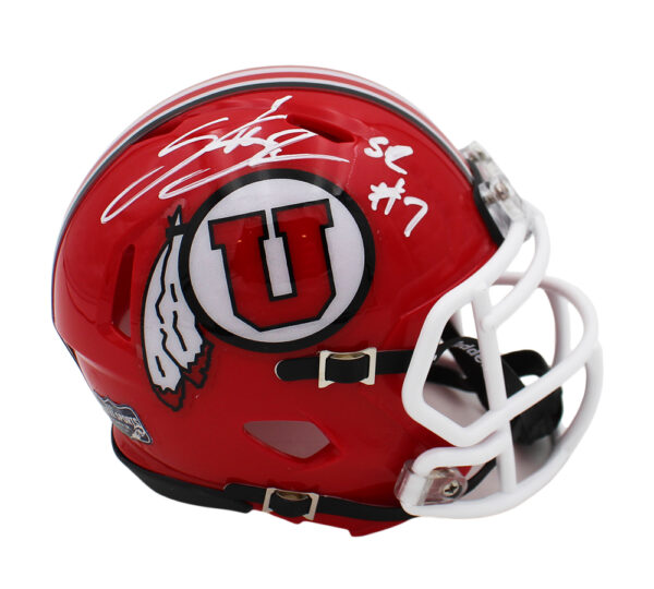 Steve Smith Sr. Signed Utah Utes Speed Radiant Red NCAA Mini Helmet - Image 2