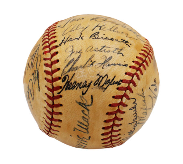 1949 Team Signed Signed Philadelphia Athletics Official American League MLB Baseball with 28 signatures including Lou Brissie, Dick Fowler - Image 9