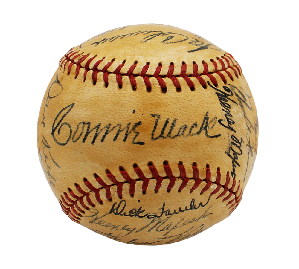 1949 Team Signed Signed Philadelphia Athletics Official American League MLB Baseball with 28 signatures including Lou Brissie, Dick Fowler - Image 2